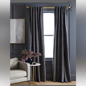 Quince Cotton velvet light filtering curtain in slate